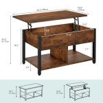Rustic Brown Lift Top Coffee Table with Storage