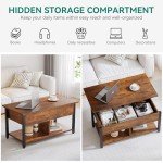 Rustic Brown Lift Top Coffee Table with Storage