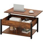Rustic Brown Lift Top Coffee Table with Storage