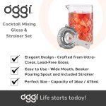 Mancave Cocktail Mixing Glass & Strainer Set