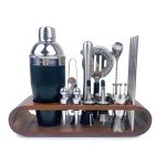 22-Piece Cocktail Shaker Set with Bamboo Stand