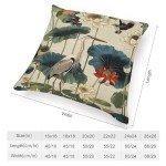Modern Birds & Lotus Flowers Throw Pillow Covers