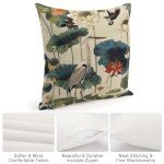 Modern Birds & Lotus Flowers Throw Pillow Covers