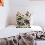 Modern Birds & Lotus Flowers Throw Pillow Covers