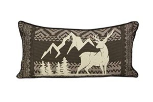 Deer Pattern Lodge Throw Pillow - Forest Weave