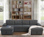 U-Shaped Modular Sofa Bed with Storage Chaise
