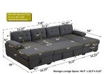 U-Shaped Modular Sofa Bed with Storage Chaise