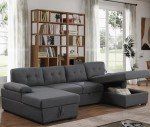 U-Shaped Modular Sofa Bed with Storage Chaise