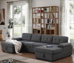 U-Shaped Modular Sofa Bed with Storage Chaise