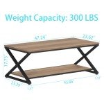 Rustic Wood Coffee Table with Storage Shelf