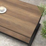 Rustic Wood Coffee Table with Storage Shelf
