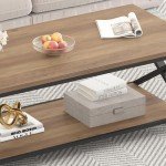 Rustic Wood Coffee Table with Storage Shelf