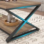 Rustic Wood Coffee Table with Storage Shelf