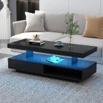 Modern LED Coffee Table with Drawers - 51.2