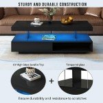 Modern LED Coffee Table with Drawers - 51.2