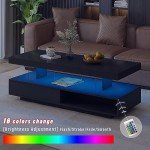 Modern LED Coffee Table with Drawers - 51.2