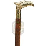 Vintage Wood & Metal Walking Stick with Eagle Handle