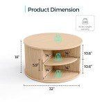 LINSY HOME Round Drum Coffee Table with Storage