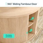 LINSY HOME Round Drum Coffee Table with Storage