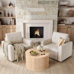 LINSY HOME Round Drum Coffee Table with Storage
