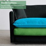 Modern Black Chenille L-Shaped Sofa with Ottoman