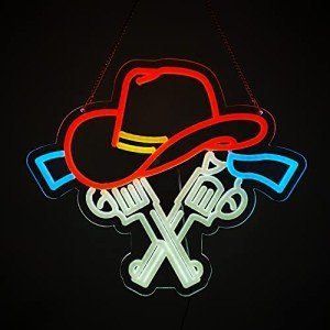 Cowboy Hat Revolver LED Neon Light Sign