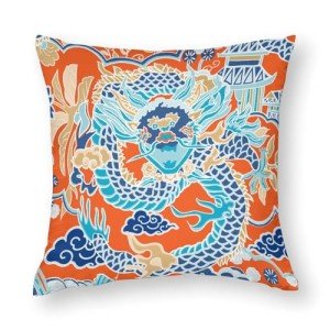 Chinoiserie Dragon Pillow Covers for Mancave Decor