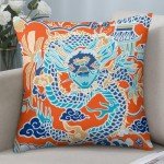 Chinoiserie Dragon Pillow Covers for Mancave Decor