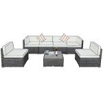 Outdoor L-Shaped Wicker Sofa Set with Cushions