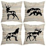 Wildlife Animal Throw Pillow Covers - Set of 4