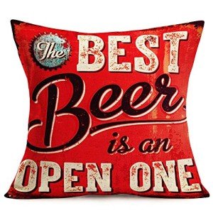 Rustic Beer Quote Throw Pillow Cover 18x18