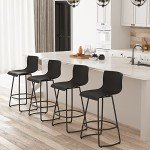Modern Swivel Bar Stools Set of 4 – Black