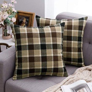 Farmhouse Plaid Throw Pillow Covers - Set of 2