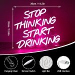 Pink Neon "Stop Thinking, Start Drinking" Sign