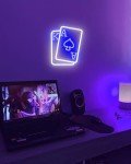 Blue Neon Poker Signs for Man Cave Decor