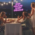 Pink Neon "Stop Thinking, Start Drinking" Sign