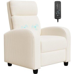 Modern Beige Massage Recliner for Mancave Comfort