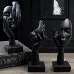 3 Pcs Black Thinker Resin Statues for Decor