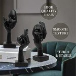 3 Pcs Black Thinker Resin Statues for Decor