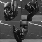 3 Pcs Black Thinker Resin Statues for Decor
