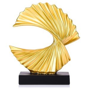 Gold Wave Resin Sculpture for Home Decor