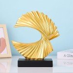 Gold Wave Resin Sculpture for Home Decor