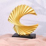 Gold Wave Resin Sculpture for Home Decor