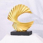 Gold Wave Resin Sculpture for Home Decor