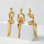 Gold Resin Abstract Thinker Statue Set - 3pcs