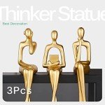 Gold Resin Abstract Thinker Statue Set - 3pcs