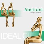 Gold Resin Abstract Thinker Statue Set - 3pcs