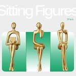 Gold Resin Abstract Thinker Statue Set - 3pcs