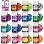 15 Colors Chunky Glitter for Resin Crafts