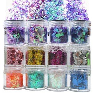 12 Color Iridescent Chunky Glitter Flakes Set